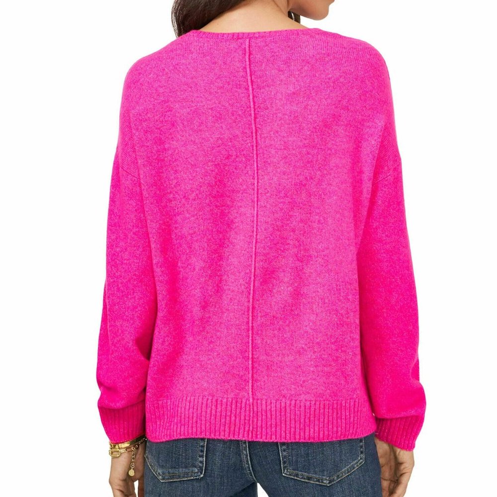 Vince Camuto Hot Pink V-Neck Sweater - Picture 3 of 4